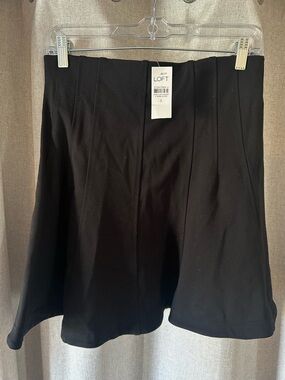 LOFT Black Flared Skirt with Elastic Waistband